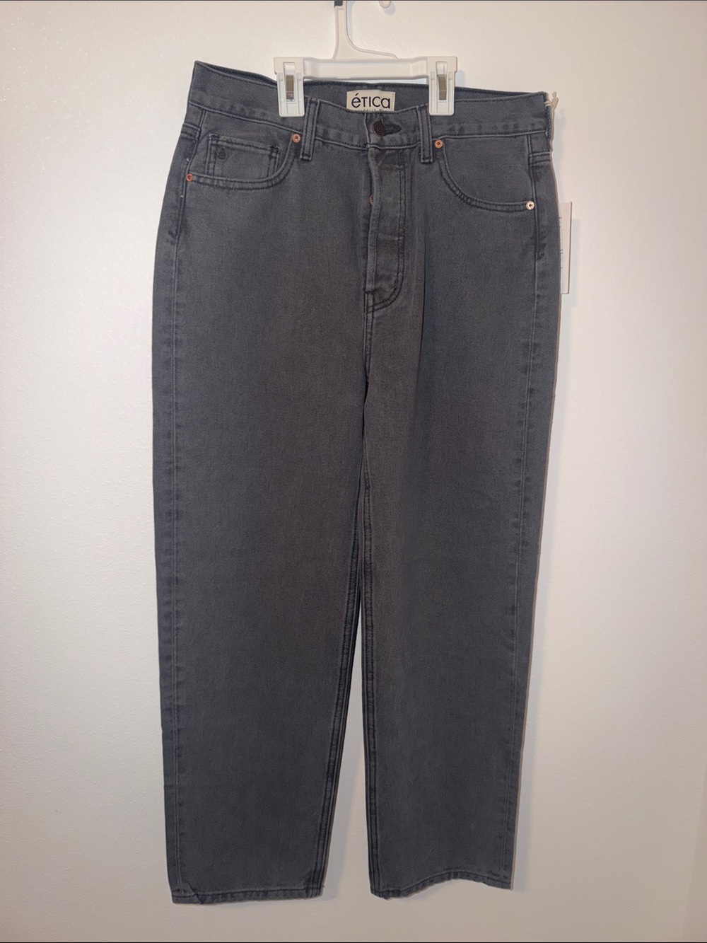 Etica Straight Leg Jeans in Charcoal Gray